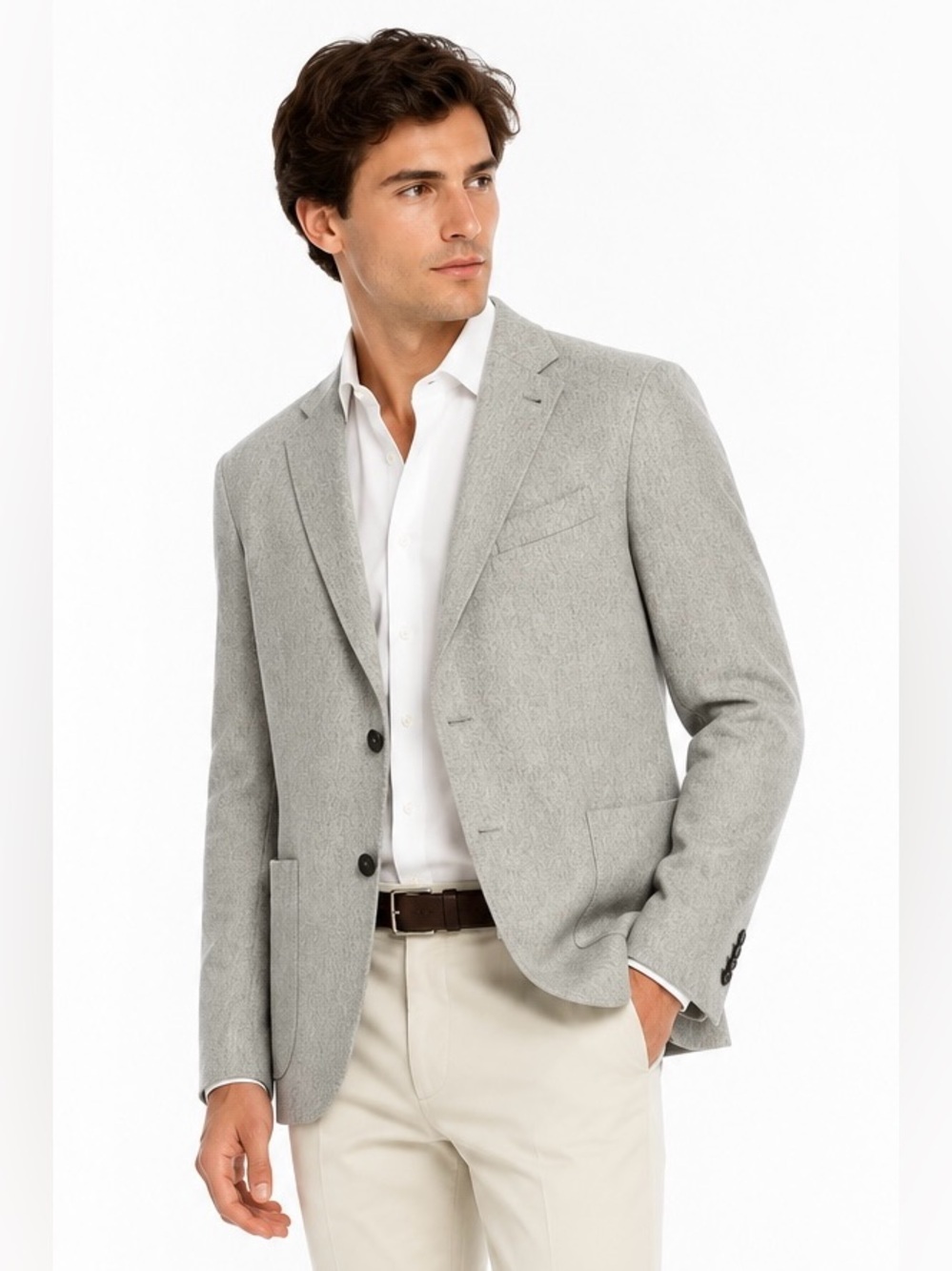 Ermenegildo Zegna Silk Cashmere Blazer Sport Coat Gray 40R Italy CMB3002